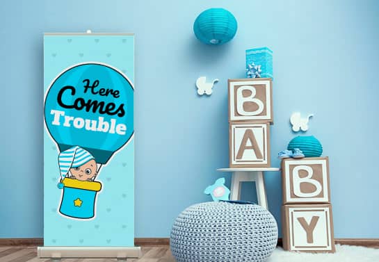 cute baby shower banner idea with a funny quote