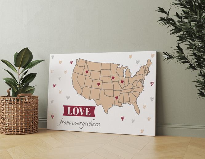Rectangular cute Mother's day sign map leaning against the wall