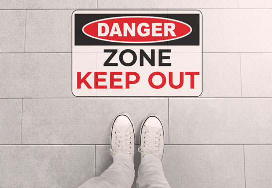 danger zone keep out floor sticker