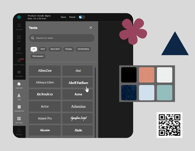 Customize your your design with texts and colors from the design tool.
