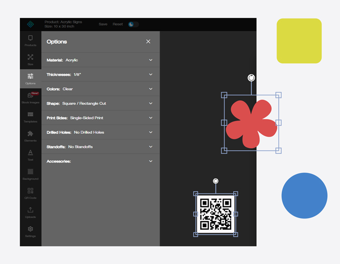 An image depicting the design tool options section.