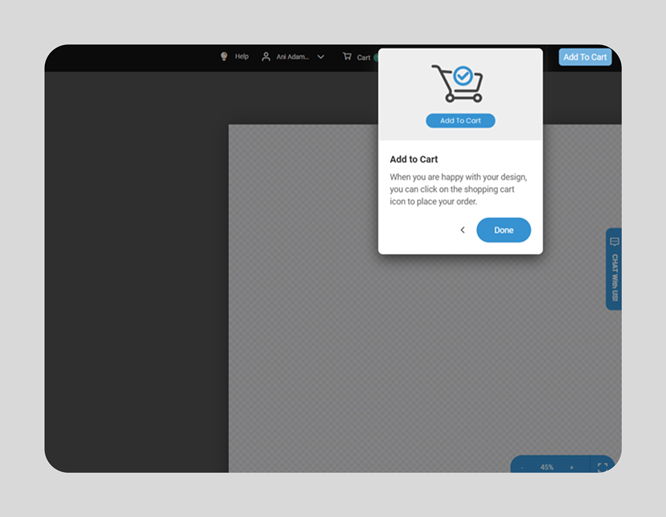 Select your file and upload it to our design tool.