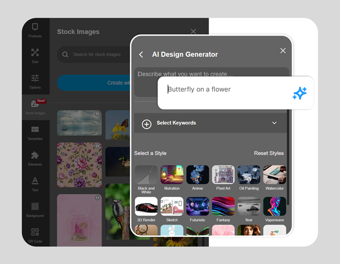 Square signs design tool ai feature text prompt with images