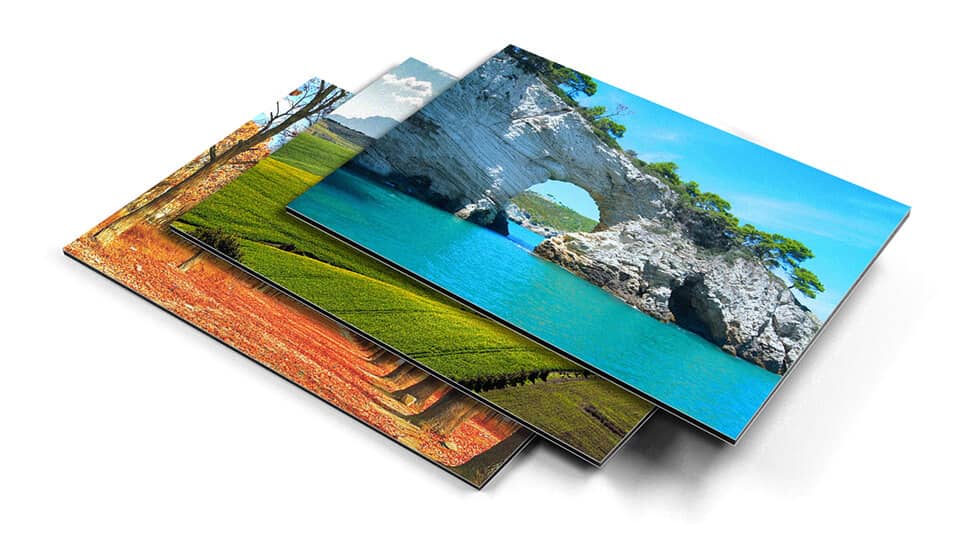 Composite aluminum sheets with natural landscape prints