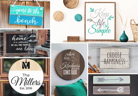 DIY wood signs collection with a big variety of signs with different quotes, colors and patterns