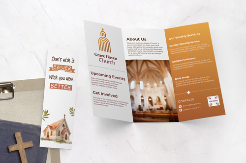 Timeless church welcome signs displaying sanctuary photo and information sections