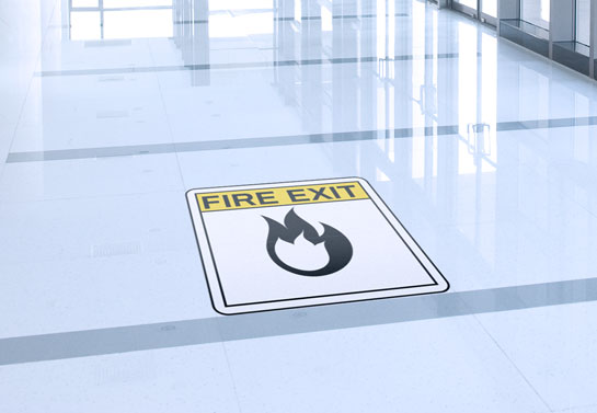 emergency exit floor sticker idea