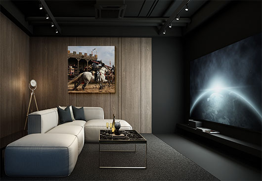 entertainment room movie scene print decor