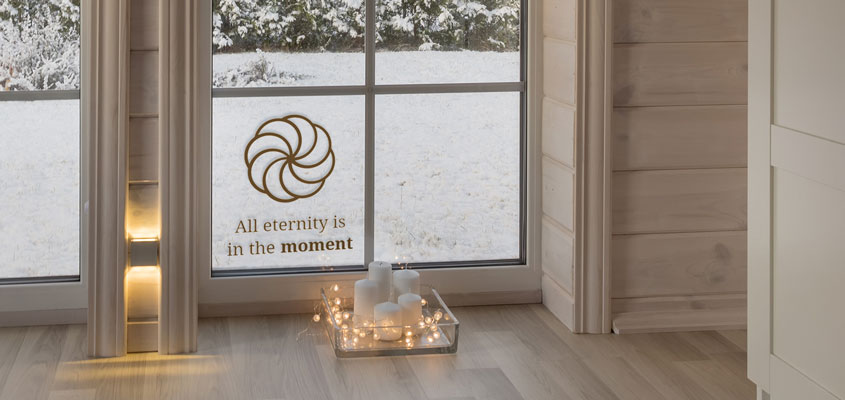 an idea on how to decorate home window with eternity symbol