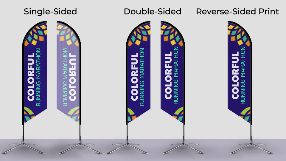 Colorful feather flags printed with single-sided and double-sided options