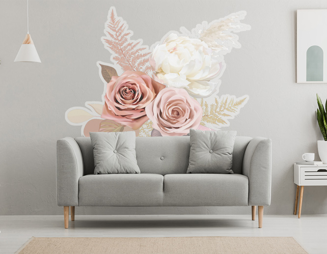 Rose pink home wall decal in the living room