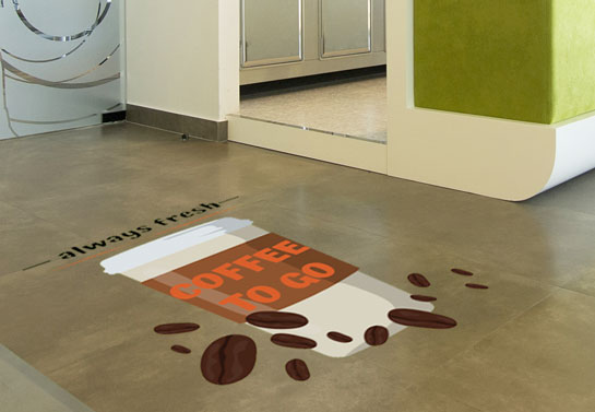 fresh coffee business floor sticker