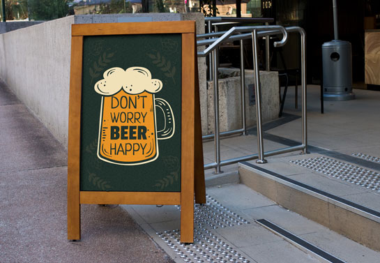 Don't Worry Beer Happy funny sandwich board design