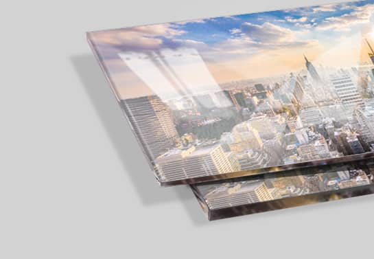 direct-printed acrylic frames with urban landscape images