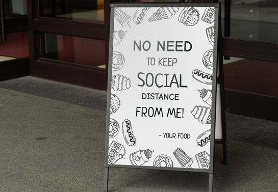 funny and clever Covid-19 sandwich board quote