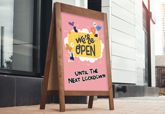 We're Open funny salon sandwich board