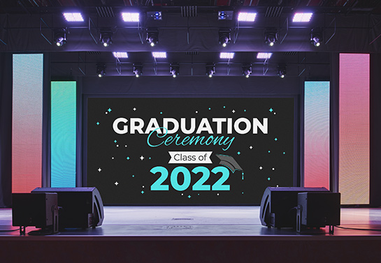 large school banner idea for the graduation ceremony stage