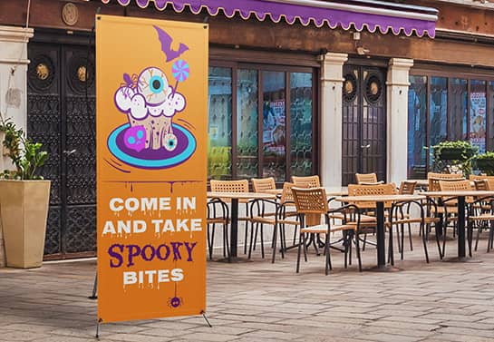 outdoor Halloween banner in fun colors for restaurants