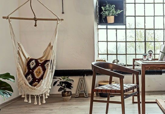 hammock chair in home office room