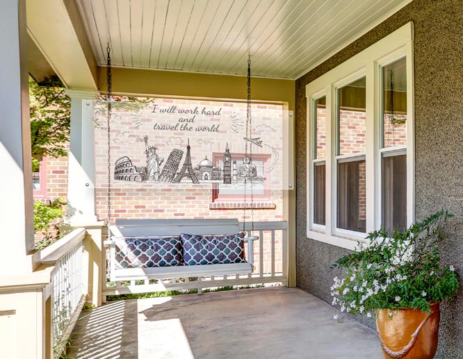 Transparent front porch decor for the pillars