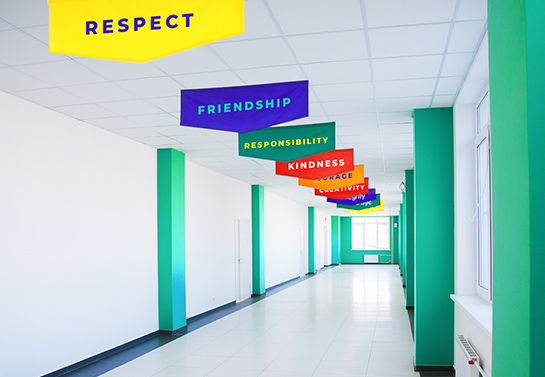 colorful school banner idea displaying positive words