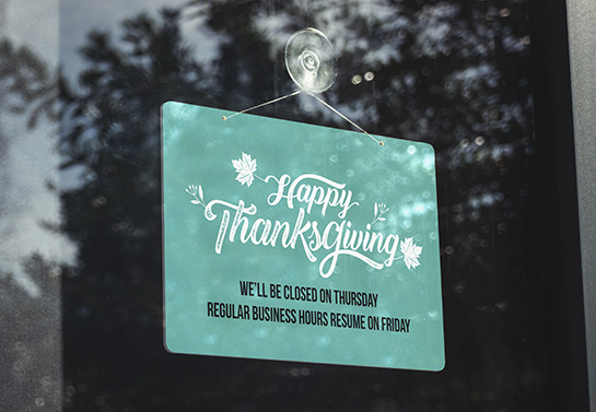 Happy Thanksgiving closed sign in green