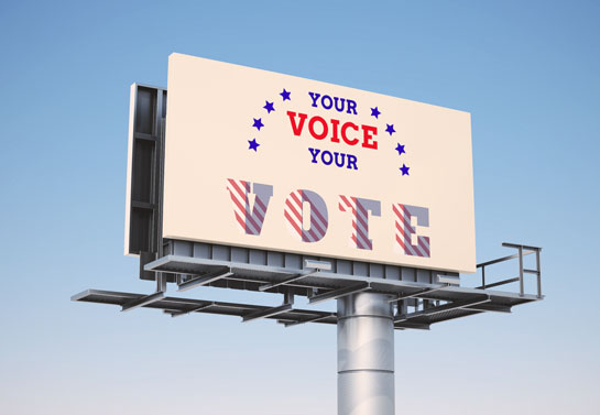 Your Voice Your Vote highway political sign idea