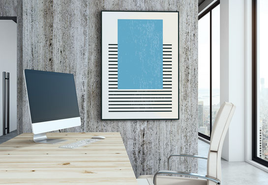 home office decor idea with geometric canvas