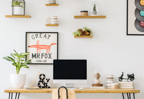 home office space saving practical wall-mounted desk