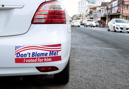 Don't Blame Me! humorous political sign design idea