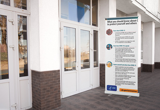 informational school banner sample displayed outdoors