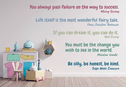 children's room wall design idea with inspiring quotes