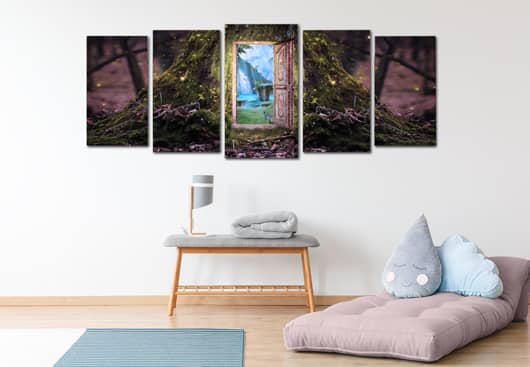 Wonderland themed canvas decor idea for kids room wall