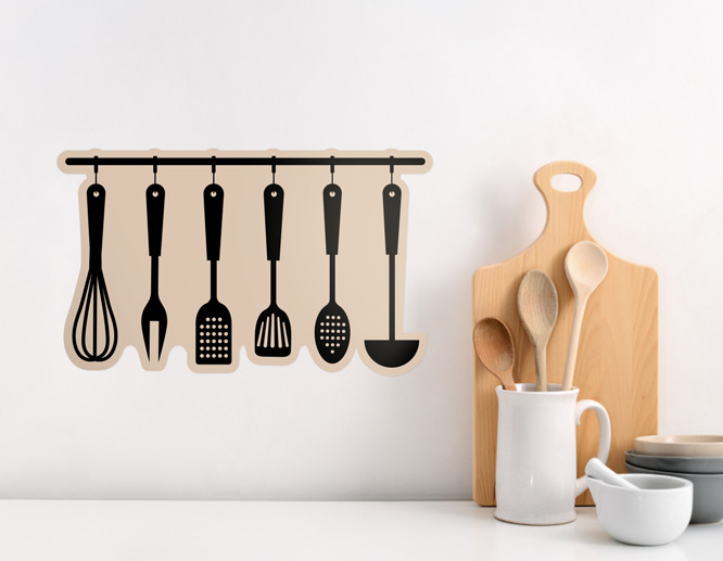 Decorative kitchen wall decal showcasing kitchen appliances