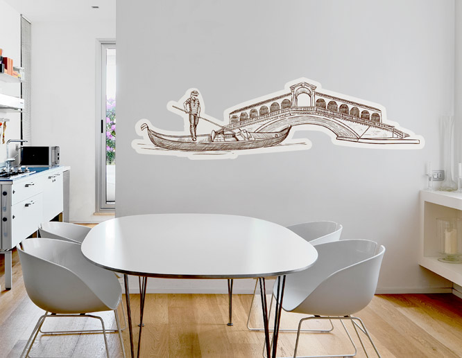 Decorative kitchen wall decal portraying an Italian landmark