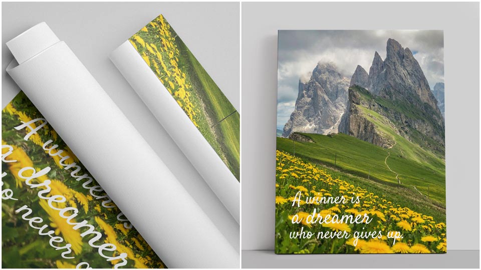 Nature-themed large canvas prints in loose and framed options