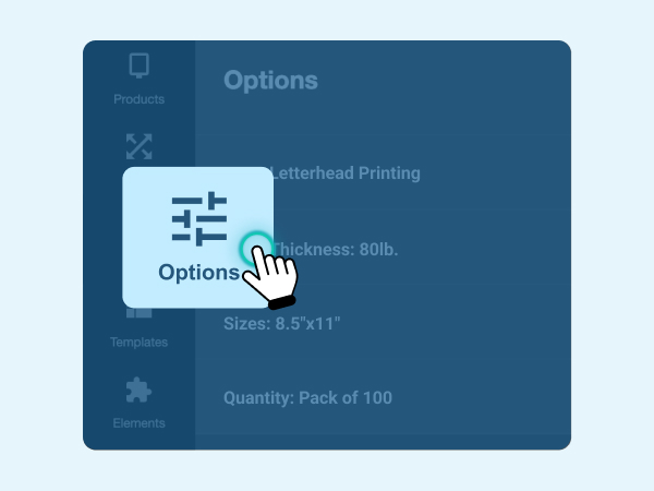 Design step 2 - Picking options for letterhead printing