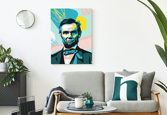 home office spare room decorating idea with Lincoln's abstract portrait