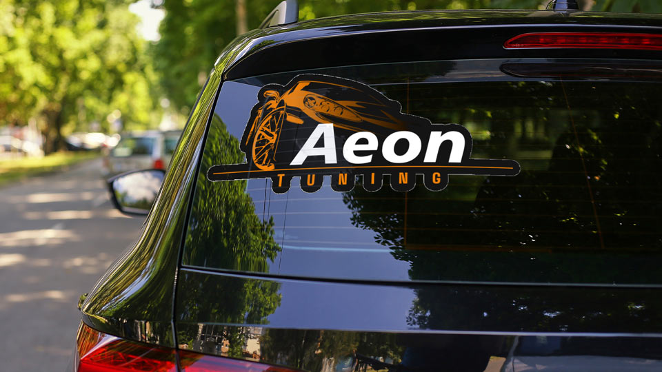 'Aeon Tuning' car logo window decal