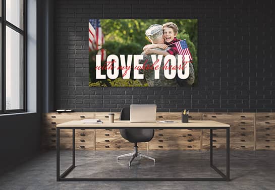 photo wall art gift idea for veterans displaying the words Love You