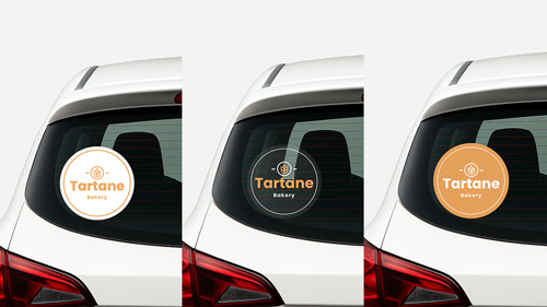 Cars displaying custom car window decals in different material finishes