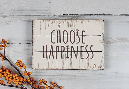 motivational wood sign idea with the quote Choose Happiness for inspiration