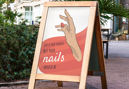 witty nail salon sidewalk board idea