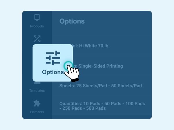 Design step 2 - Picking options for notepads