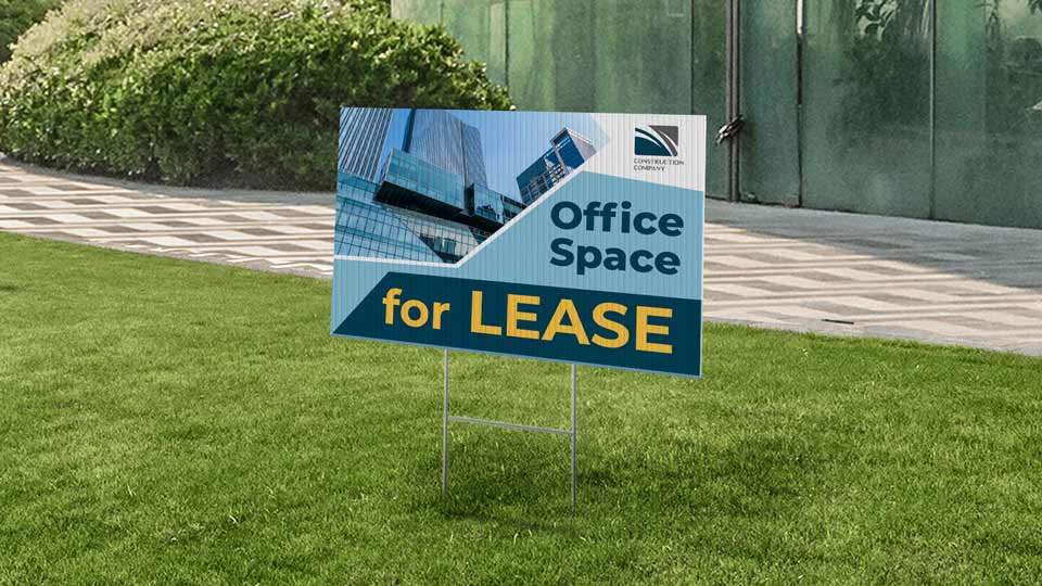 Office Space For Lease sign with the company's logo