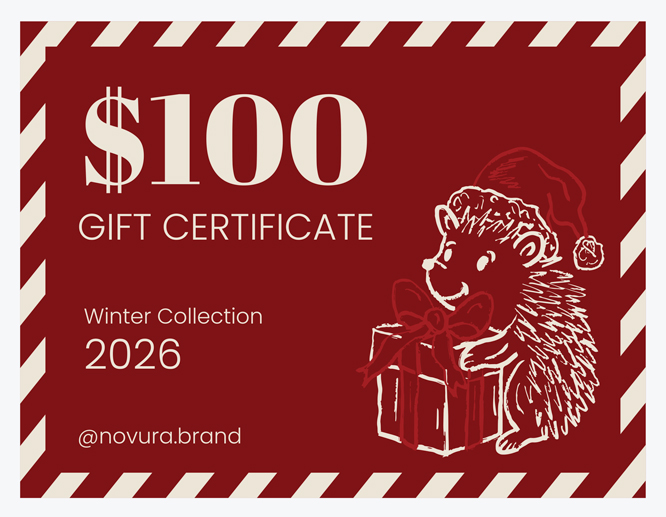 An online gift certificate for Christmas showcasing $100 gift for the winter collection of the upcoming year