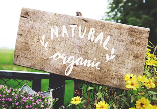 outdoor wood sign idea in rustic style with the words Natural and Organic
