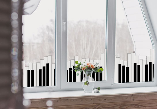 piano tiles print home window decor idea