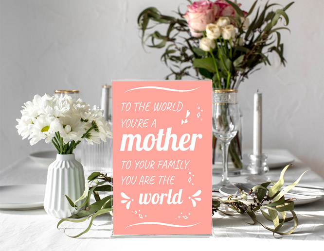 Cute Mother's Day sign with a pink background and white text