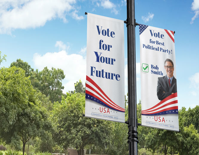 Political campaign advertising motivational displays on the street